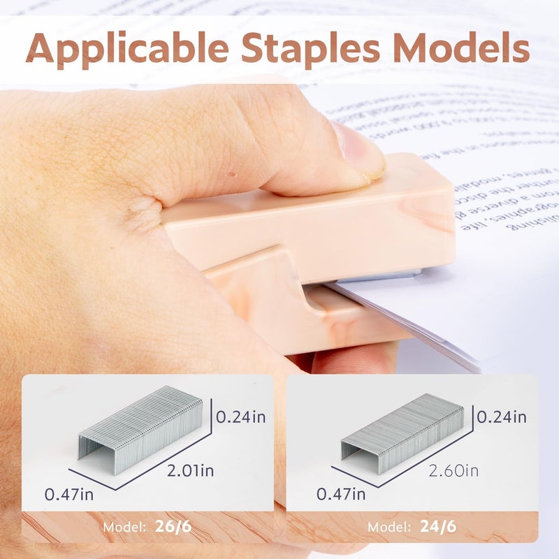 NUSIGN Mini Stapler with 830 Staples, Small Cute Desk Staplers, 25 Sheet Capacity, Fluid Brown - Image 3